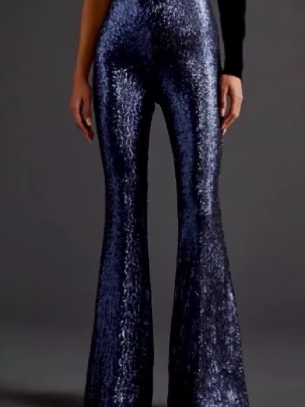 Anthropologie Sequin Flare Pants - Navy